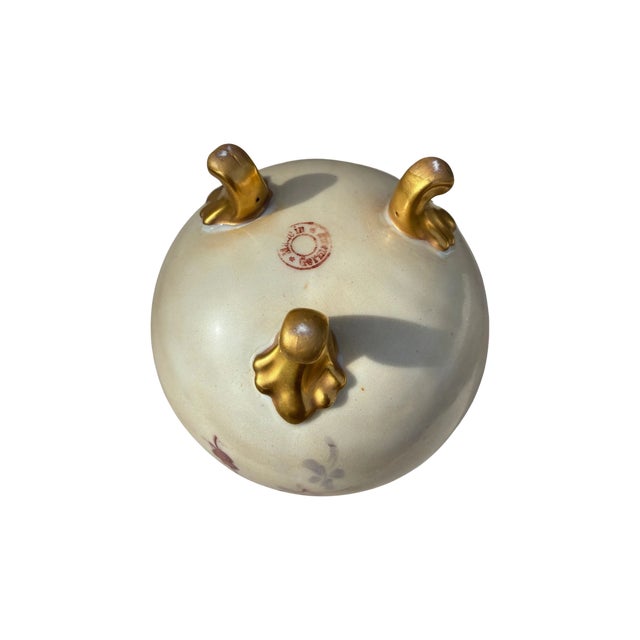 Art Nouveau Hand Painted Made in Germany Footed Bowl / Vase For Sale - Image 3 of 3