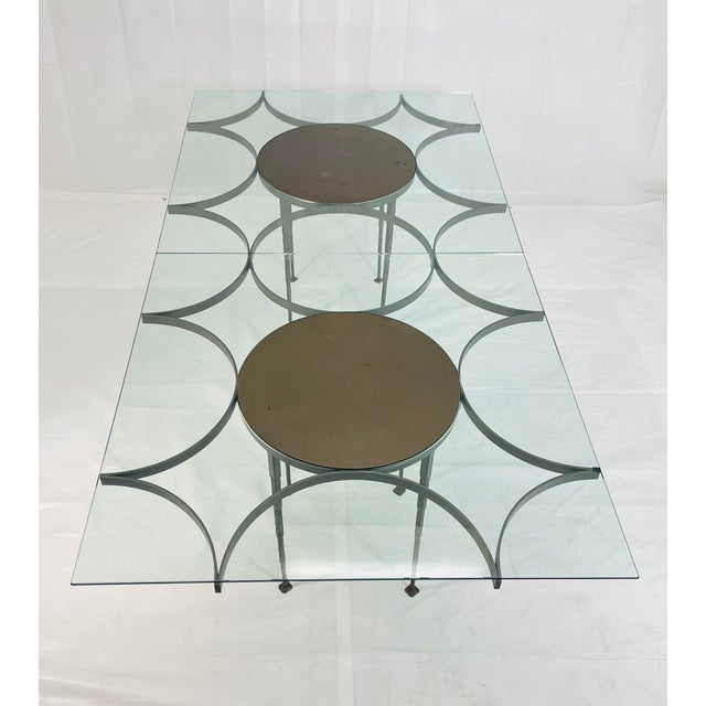 Metal Architectural Glass Dining Table With Sculptural Metal Base, Usa, 1970s For Sale - Image 7 of 18