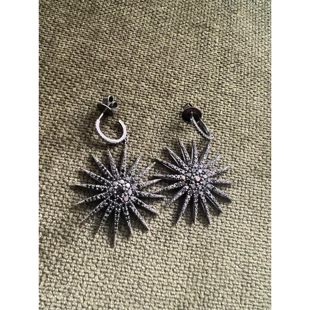 Bochic Classic & Chic Star Black Diamond Earrings Set In 18K Black Gold For Sale In New York - Image 6 of 18