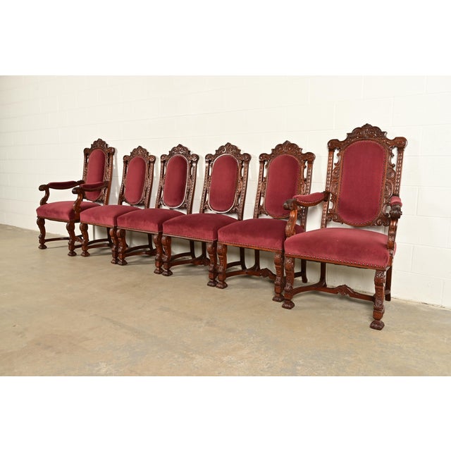 R. J. Horner Style Antique Renaissance Revival Carved Walnut Armchairs | Pair For Sale - Image 13 of 14