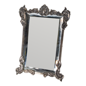 19th Century Portuguese .833 Silver Picture Frame With Beveled Mirror