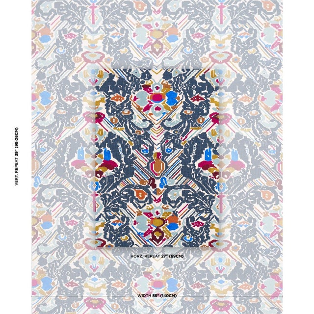 Traditional Sample - Schumacher Reversible Digital Damask Fabric In Denim For Sale - Image 3 of 6