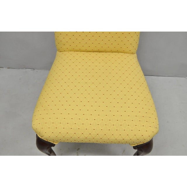 Late 20th Century Vintage Queen Anne Style Cherry Wood Upholstered Dining Side Chairs - Set of 6 For Sale - Image 5 of 16