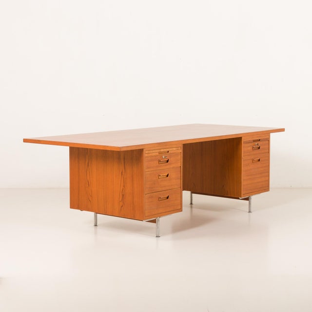 Large Mid-Century Modern Danish Executive Desk in Teak, 1970s For Sale - Image 9 of 18