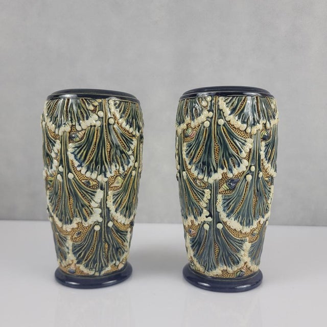 Pair of Gerbing & Stephan majolica vases, 19th century Decorated with coral and seafood Height 17 cm Diameter 9 cm In good...