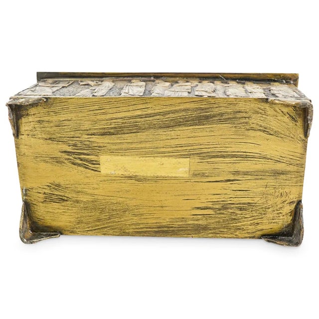 Early 19th Century Antique Greek Revival Brass Jewelry Box, Velvet Lined With Classical Relief Panels For Sale In Los Angeles - Image 6 of 6