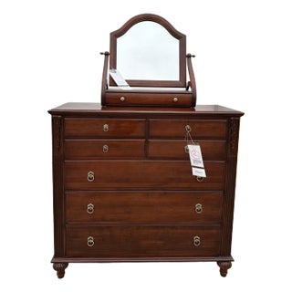 1990s Ethan Allen British Classics Single Dresser & Mirror For Sale