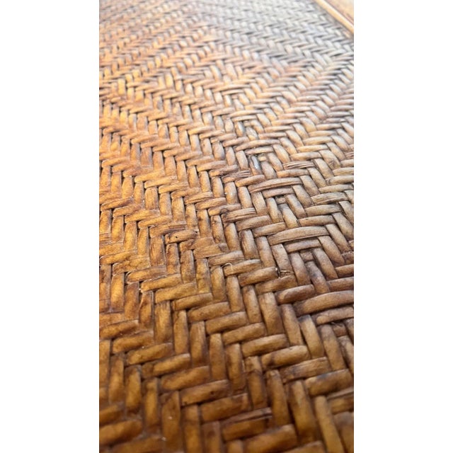 Yellow 1990s Maitland-Smith Rattan and Bamboo Wine Rack With Tray For Sale - Image 8 of 12