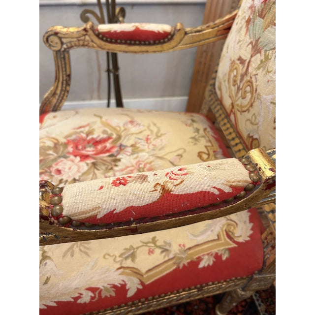 1990s Giltwood & Tapestry Armchair For Sale - Image 5 of 16