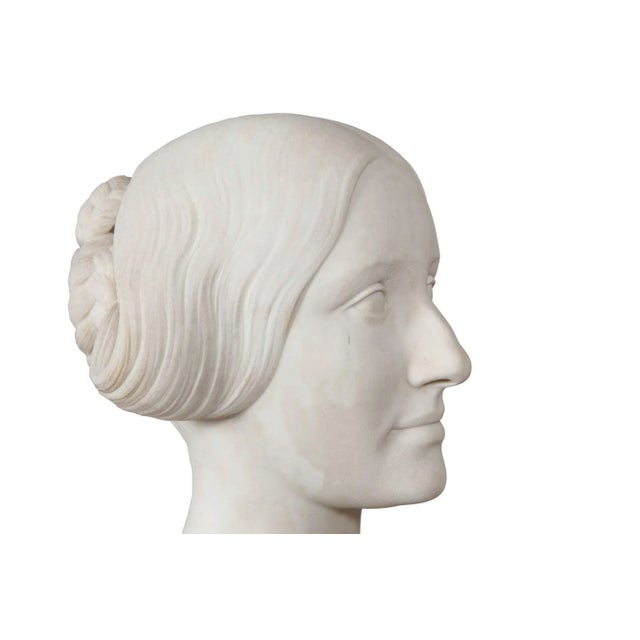 American Marble Bust Sculpture of Classical Woman by Joseph Mozier Ca. 1851 For Sale - Image 9 of 12