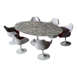 Dining Set by Eero Saarinen for Knoll International, USA, 1990s, Set of 7 For Sale