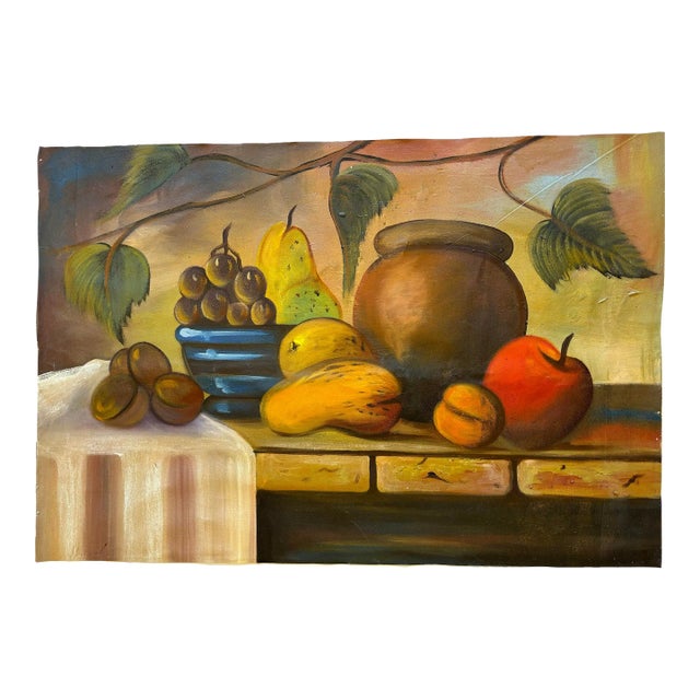 Vintage Signed Still Life Oil on Canvas Painting For Sale