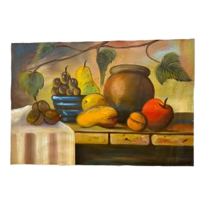 Vintage Signed Still Life Oil on Canvas Painting