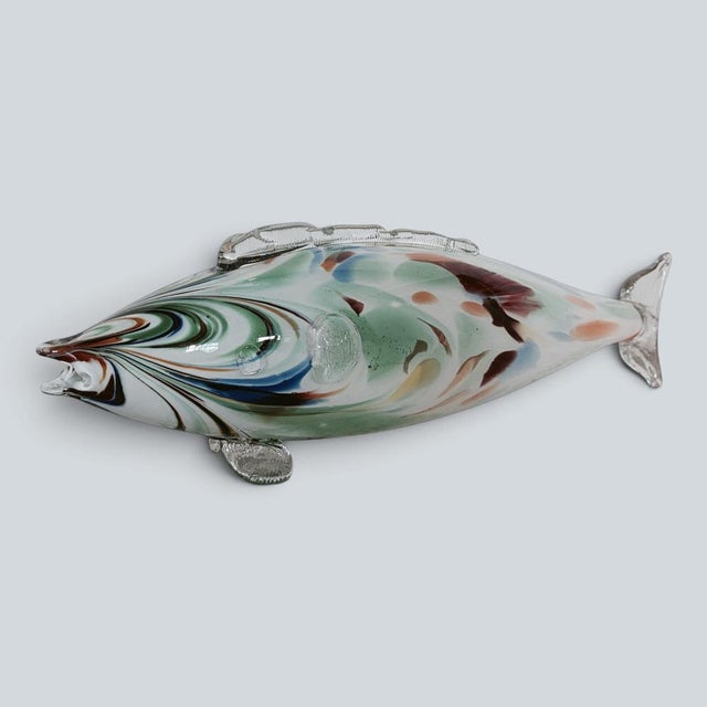 Blue Large Mid-Century Modern Murano Hand-Blown Art Glass Fish Sculpture For Sale - Image 8 of 9