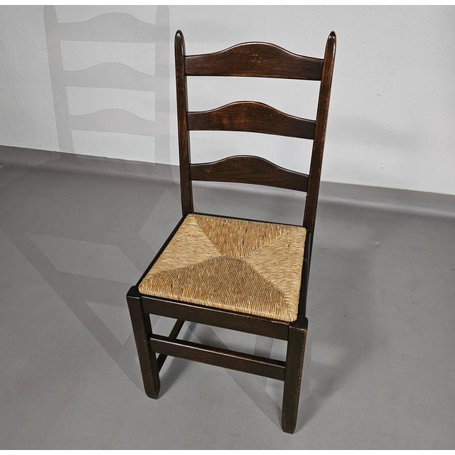 Rustic Farmhouse Ladderback Dining Chairs in Oak with Rush Seats, Set of 2 For Sale - Image 14 of 18