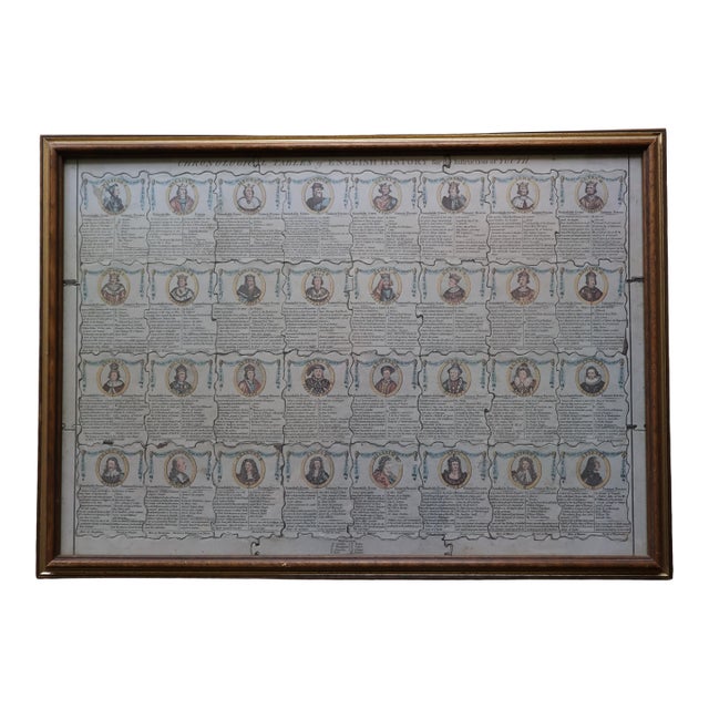 Circa 1970 Wallis English Royal History Wooden Puzzle, Framed For Sale