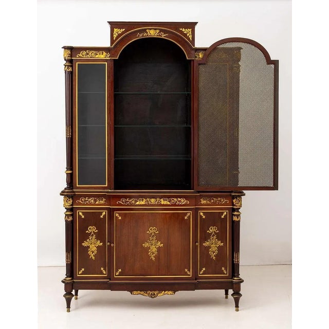 Exquisite French 19th C Louis XVI Style Ormolu Mahogany Bibliotheque Cabinet For Sale - Image 9 of 9
