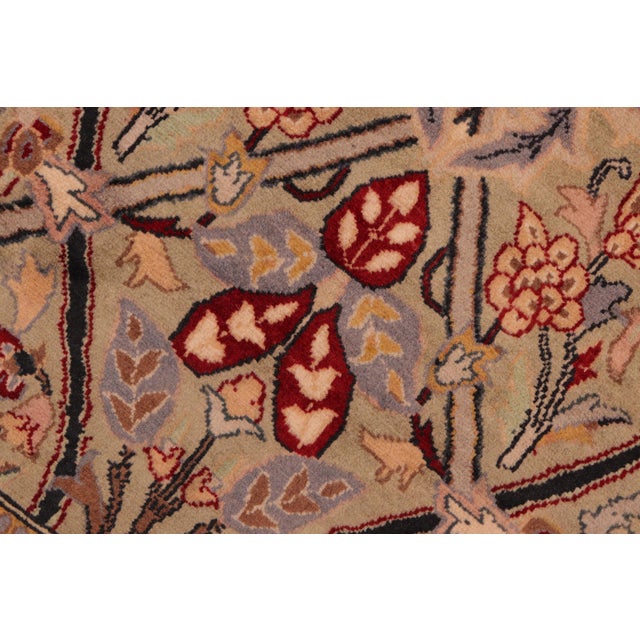 Shabby Chic Floral 1990's Pak-Persian Green/Red Wool Rug - 6'0'' X 9'0'' For Sale - Image 4 of 9