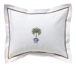 Tropical Palm Tree Boudoir Pillow Cover, Embroidered