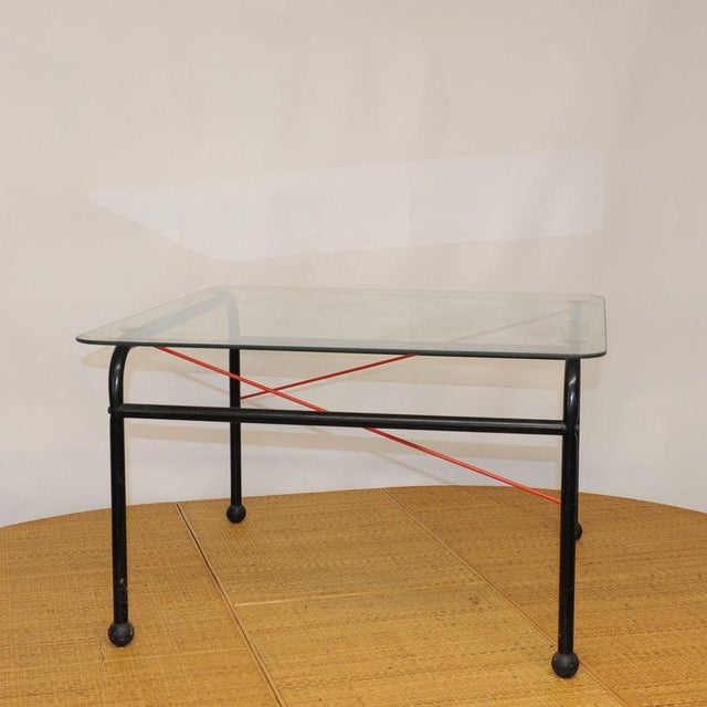 Metal Vintage Scandinavian Glass and Metal Coffee Table by Johan Huldt, 1980s For Sale - Image 7 of 10