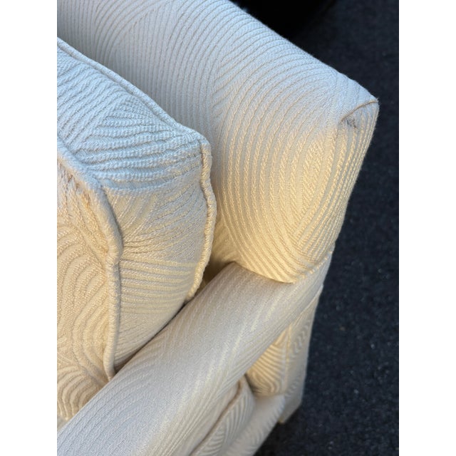 Textile Vintage Upholstered Parsons Arm Chairs- A Pair For Sale - Image 7 of 10