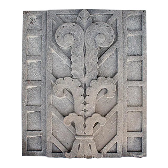 Antique Building Panel Carved Limestone Art Deco For Sale