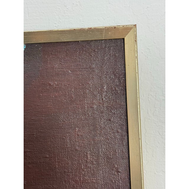 Herman Stilling “Buildings at Dawn” 1959 Framed Oil on Canvas Painting For Sale - Image 4 of 9