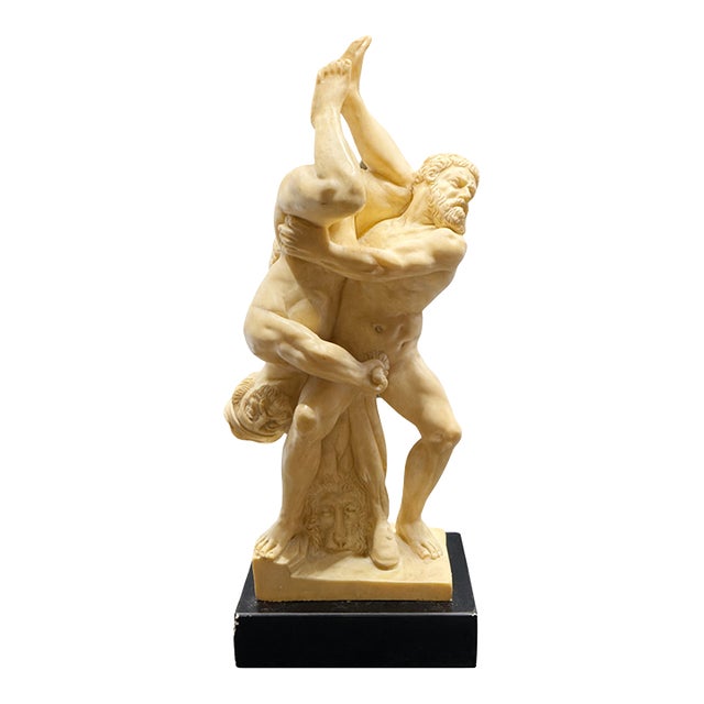 Mid-20th Century Italian Alabaster Sculpture of Hercules & Diomedes by Gino Ruggeri For Sale