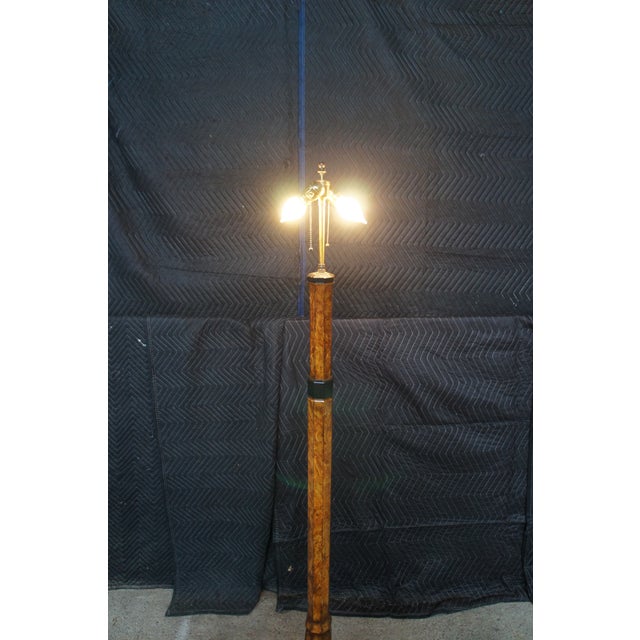 Antique Art Deco Swedish Grace Period Ebonized Burl Wood Floor Lamp 69" For Sale - Image 16 of 17