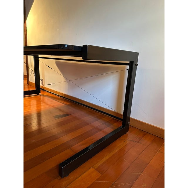 Vintage 1990s Cantilever Desk – Metal Frame & Granite-Finish Glass For Sale In Los Angeles - Image 6 of 9