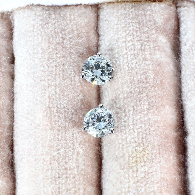 Transparent 14k White Gold Diamond Stud Earrings - Gia Certified Natural Diamonds ~1.8ctw Excellent Cut, A Pair For Sale - Image 8 of 8