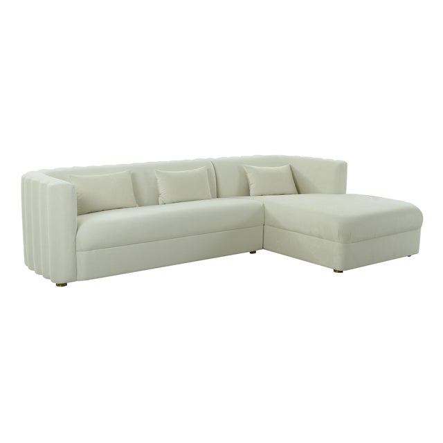 Wood Callie Cream Velvet Sectional, Right Arm Facing For Sale - Image 7 of 7