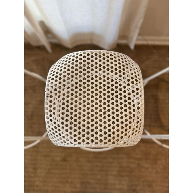 Mid-Century Modern A Set of Italian Mid Century Modern White Perforated Metal Counter Stools Designed Attributed to Maurizio Tempestini, Circa 1950s For Sale - Image 3 of 12