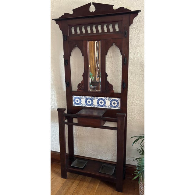 19th Century Antique English Oak Hall Tree Stand For Sale - Image 12 of 12