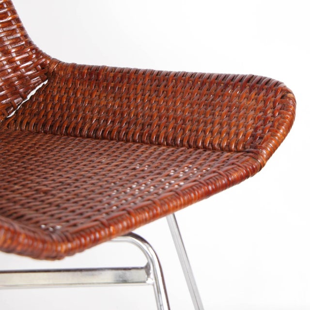 Mid-Century Modern Rattan and Chrome Chairs, 1990s, Set of 4 For Sale - Image 3 of 15