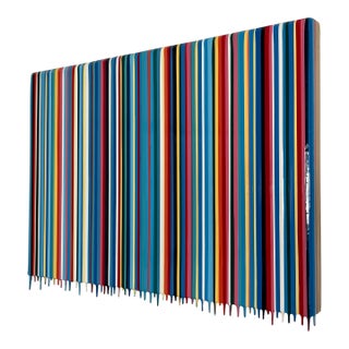Gian Garafalo Signed Original Horizontal Drip Stripe on Wood For Sale