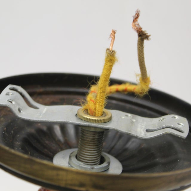 Early 20th Century Antique 5 Arm Chandelier | Opalescent Amber Glass Shades For Sale - Image 5 of 7