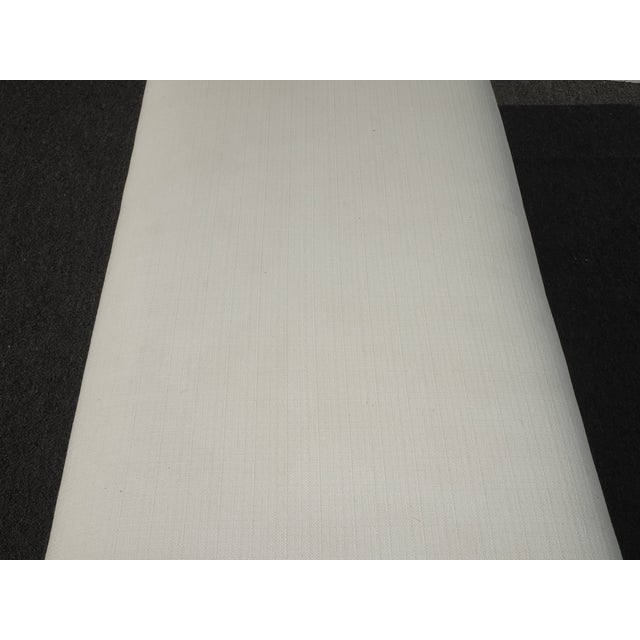 Modern White Bed Side Bench With Brown Legs & Designer Fabric For Sale - Image 10 of 12