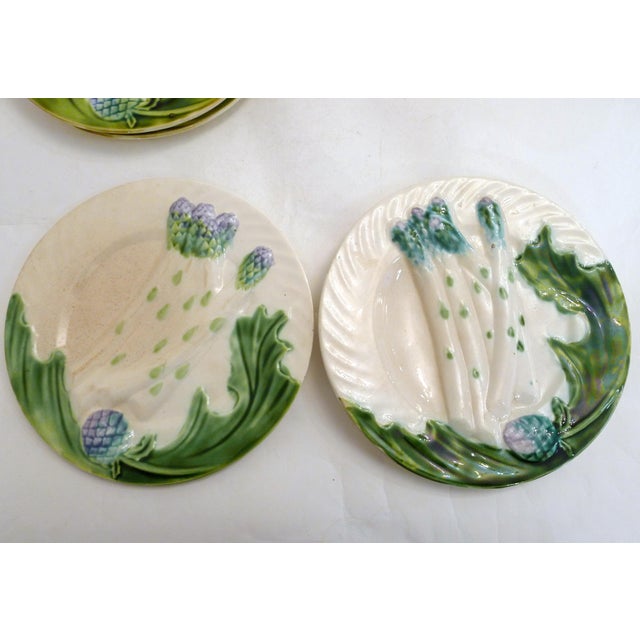 Antique Asparagus Plates in Salins Earthenware, 1890s, Set of 8 For Sale - Image 10 of 16