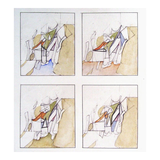 Late 20th Century Abstract Study in Muted Neutrals Watercolor Painting For Sale