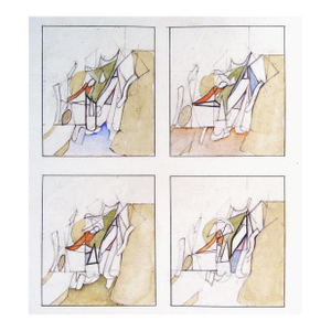 Late 20th Century Abstract Study in Muted Neutrals Watercolor Painting