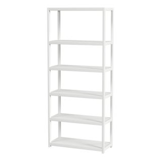 Lark 30 in. W x 75 in. H Wood 5 Tier Etagere Bookcase with Open Back, White For Sale