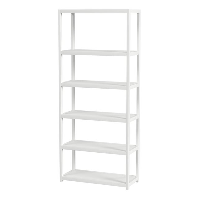 Lark 30 in. W x 75 in. H Wood 5 Tier Etagere Bookcase with Open Back, White For Sale
