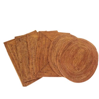 Handmade Indonesian Woven Placemats - Set of 6 For Sale