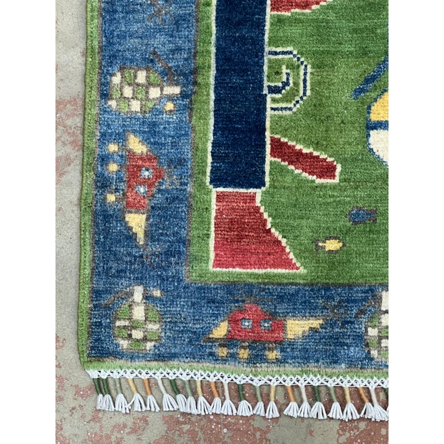 Tribal Afghan War Pictorial Wool Rug 2’ X 2’11” For Sale - Image 3 of 5