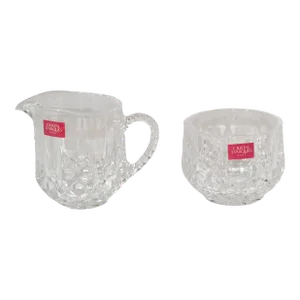 Vintage Set of Cristal d'Arques Longchamp Lead Crystal Glass Creamer Sugar Bowl Paris France