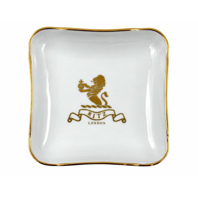 Ceramic Vintage Ritz London Hotel Gold Porcelain Ashtray Catchall Dish For Sale - Image 7 of 10