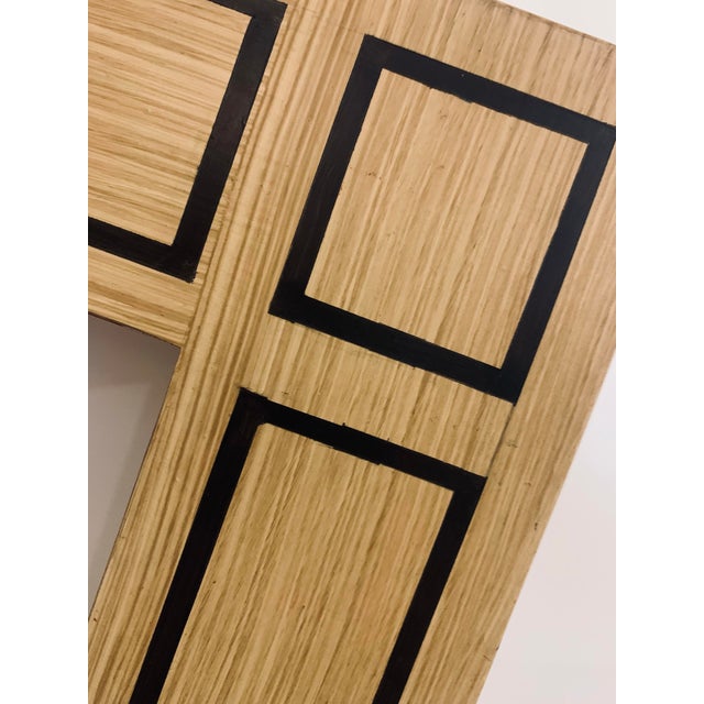 Vintage Mid-Century Modern Rectangular Wood Parsons Style Custom Console/Desk With Geometric Painted Design in Black, Circa 1980s For Sale In San Antonio - Image 6 of 12