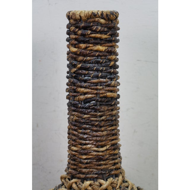 Brown Large Vintage Wicker Wrap for Glass Demijohn Wine Bottle Carboy Jug 9" X 24" For Sale - Image 8 of 10