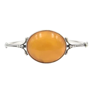 1990s Butterscotch Amber Sterling Silver Bangle Bracelet